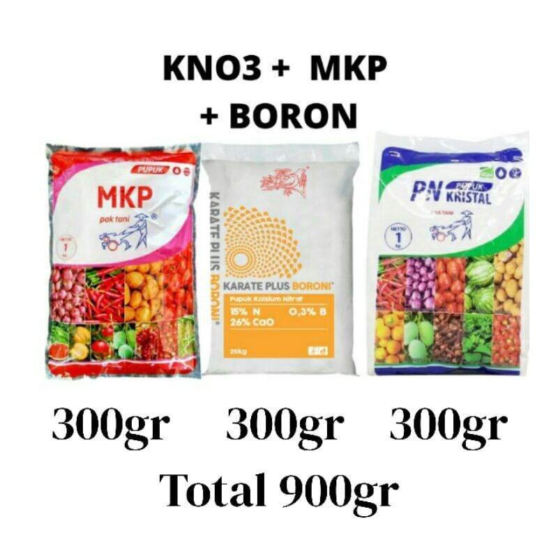 KNO3 PUTIH + MKP PAK TANI + BORON PAKET PUPUK EKONOMIS ANGGUR BUAH SAYUR REPACK MASA GENERATIF