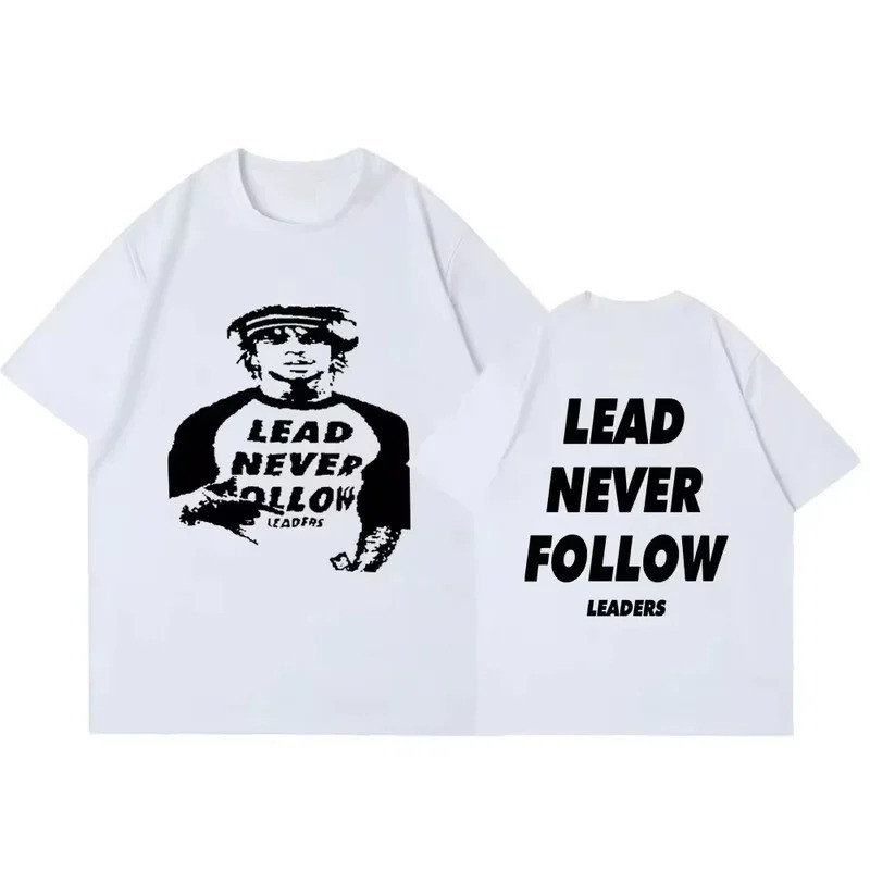 Harajuku Hip Hop Kaos Rapper Chief Keef Lead Never Follow Leaders untuk Pria Wanita Hip Hop Vintage 