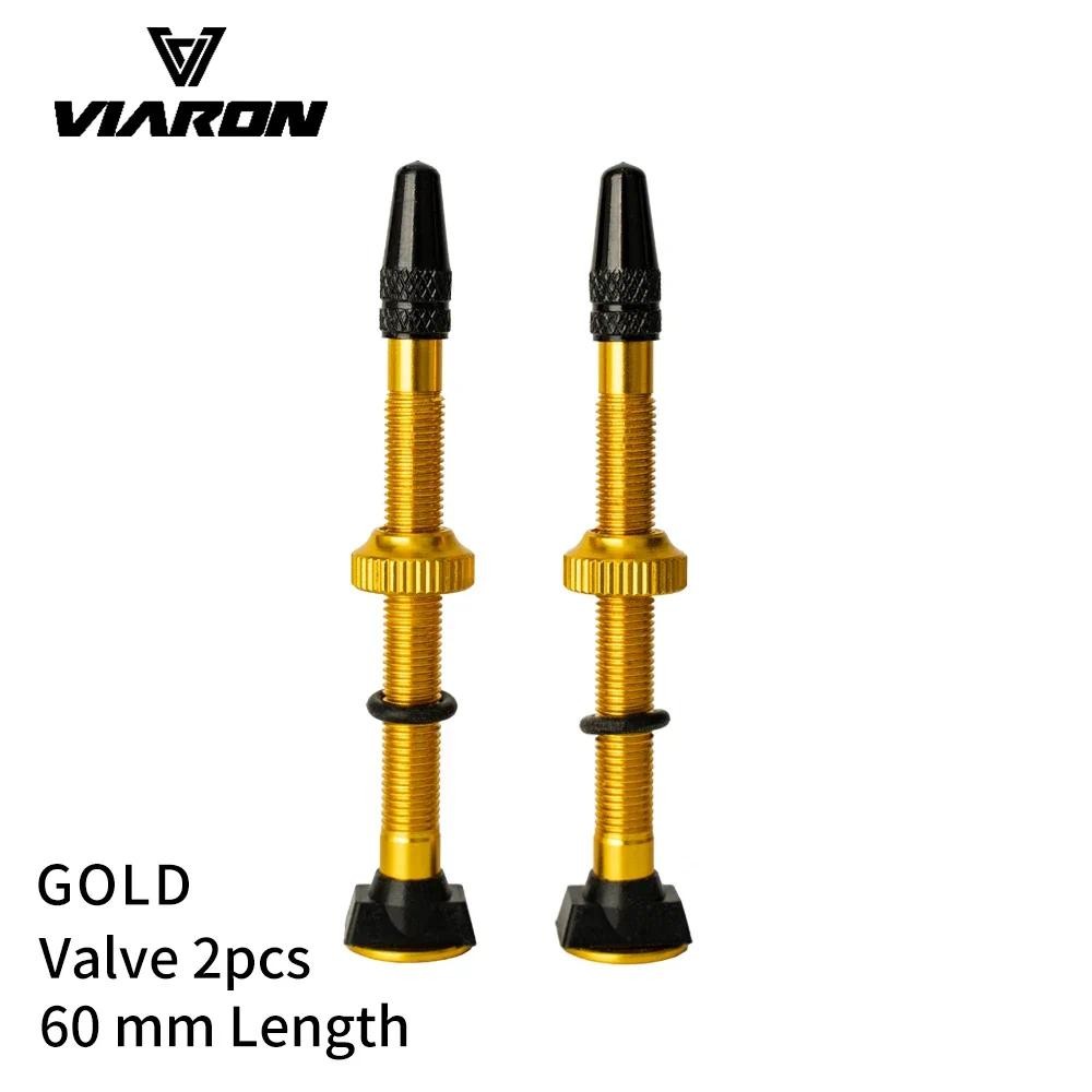 VIARON 2Pcs MTB Tubeless Real Air Aluminum Alloy FV Valve Brass Alloy Core Optional Color Stem 40mm/