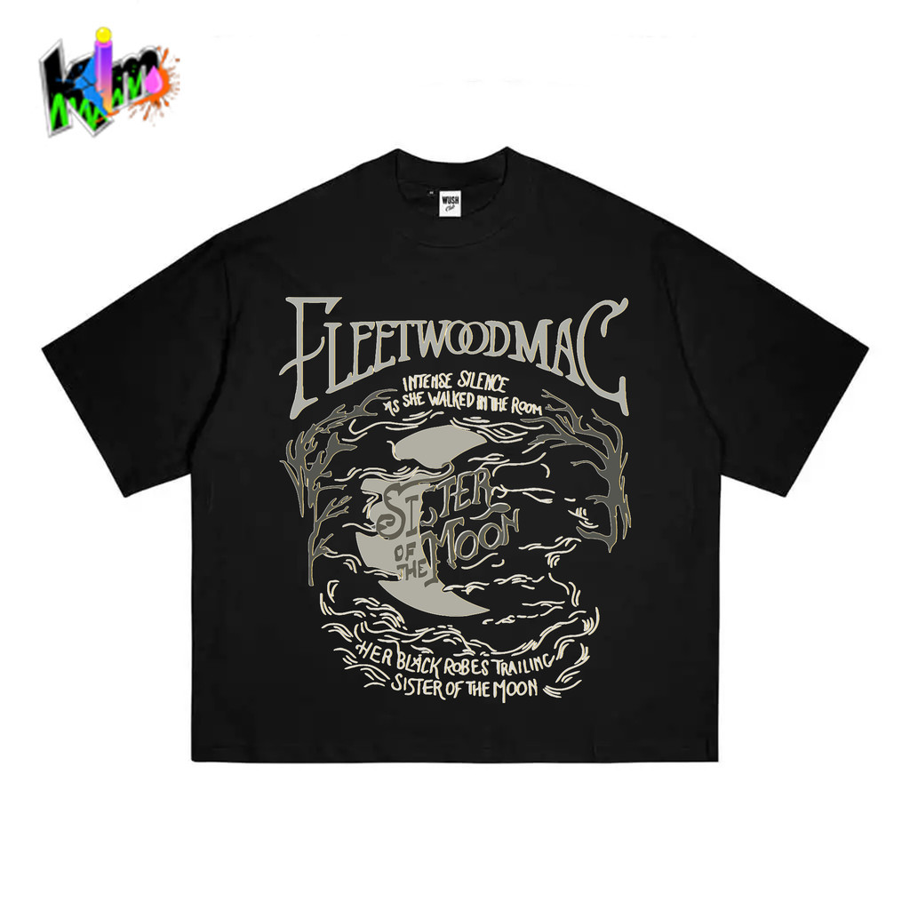 Kaos Lengan Pendek Hitam Tema "Sister of the Moon" Band Fleetwood Mac