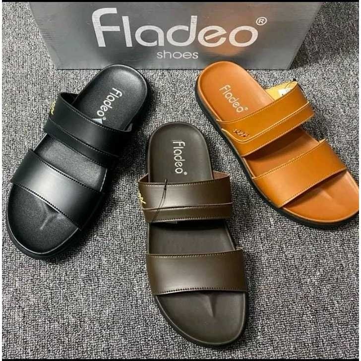 Sandal Kulit Asli Pria Casual Sendal Cowok Laki Laki Fladeo Kasual Dewasa Slide Slop Original Keren 