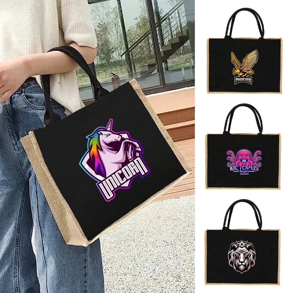 Tote bag Jute Bag Handbag Linen Shoulder Bags Sacks JuteWomen Shopping Bags Laminated Bags Various T
