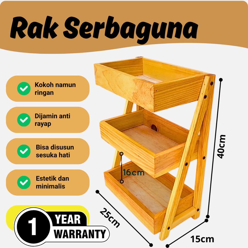 Rak Bawang Susun KAYU JATI Gratis Stiker Tempat Telur Bumbu Dapur Unik Aesthetic Kualitas Premium