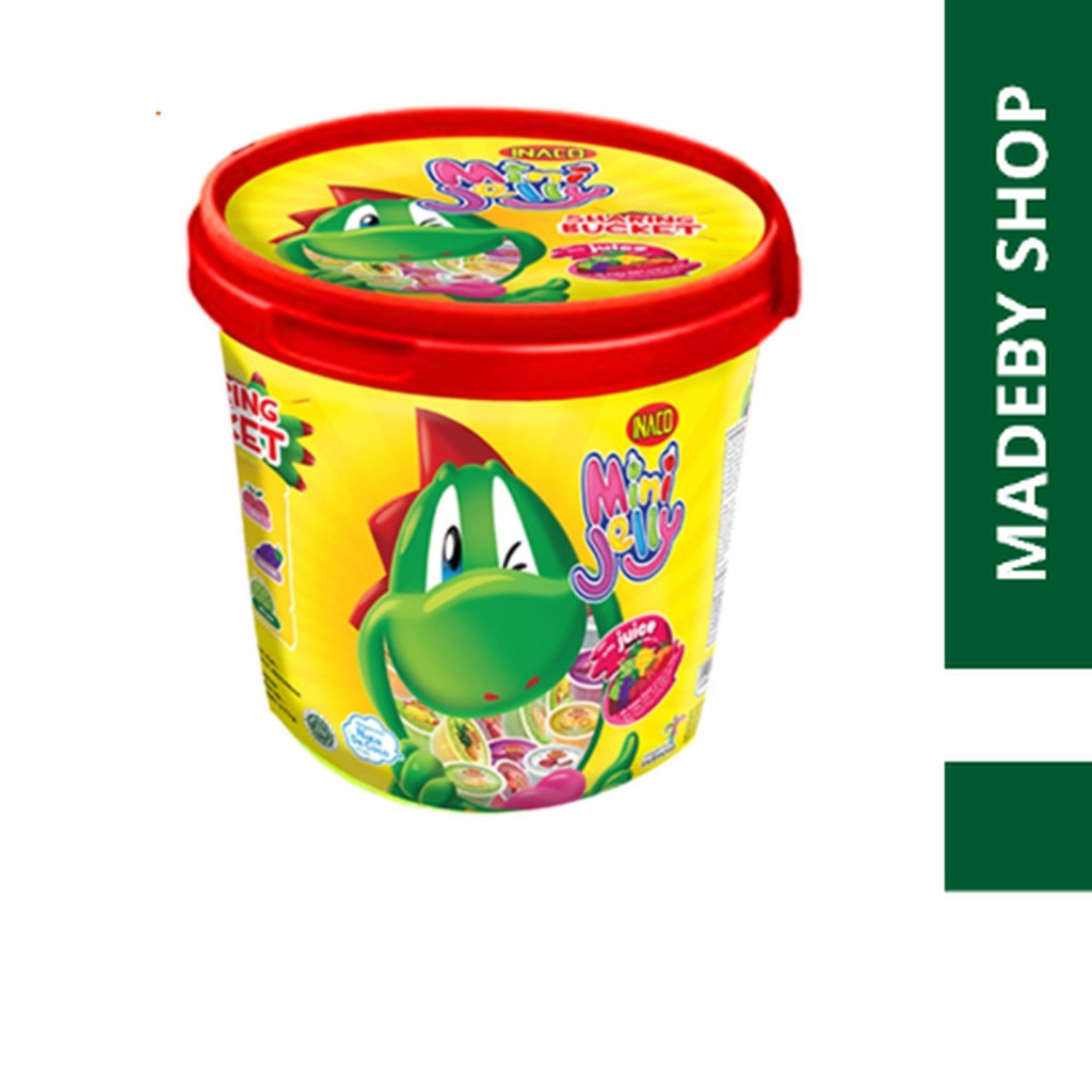 Makanan anak Pudding puding jelly - INACO MINI JELLY TOPLES JAR BUCKET SHARING BUCKET 750GR ANEKA RA