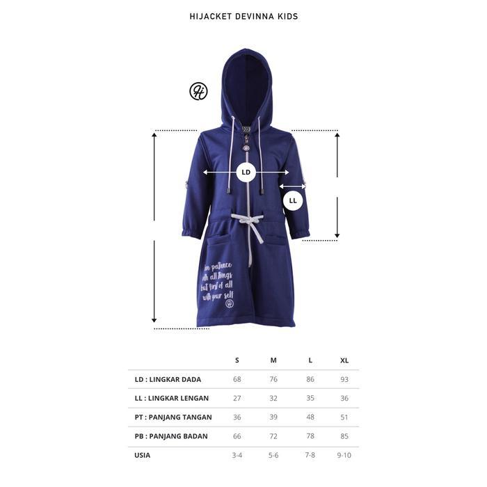 Jaket anak perempuan Hijacket Kids Devinna Jaket Hijaber Anak Muslimah bahan 100% babyterry asli Pan