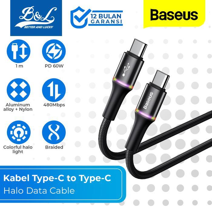 BASEUS Halo Kabel Data Type-C to Type-C PD 60W LED Fast Charging