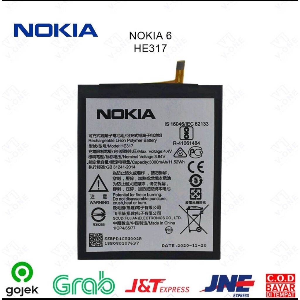 BATERAI BATTERY FOR NOKIA 6 HE317 - TA1000 TA1003 oryginal SHIJPN