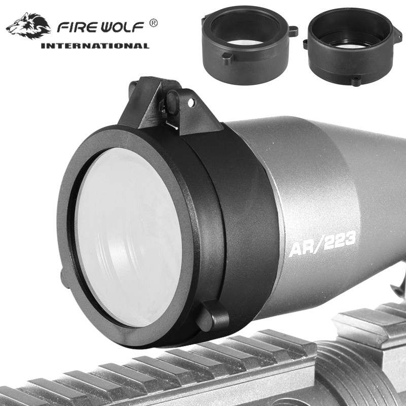 Fire Wolf translucent rifle scope accessories Quick Flip Spring Lens protective Cover Cap for Optica