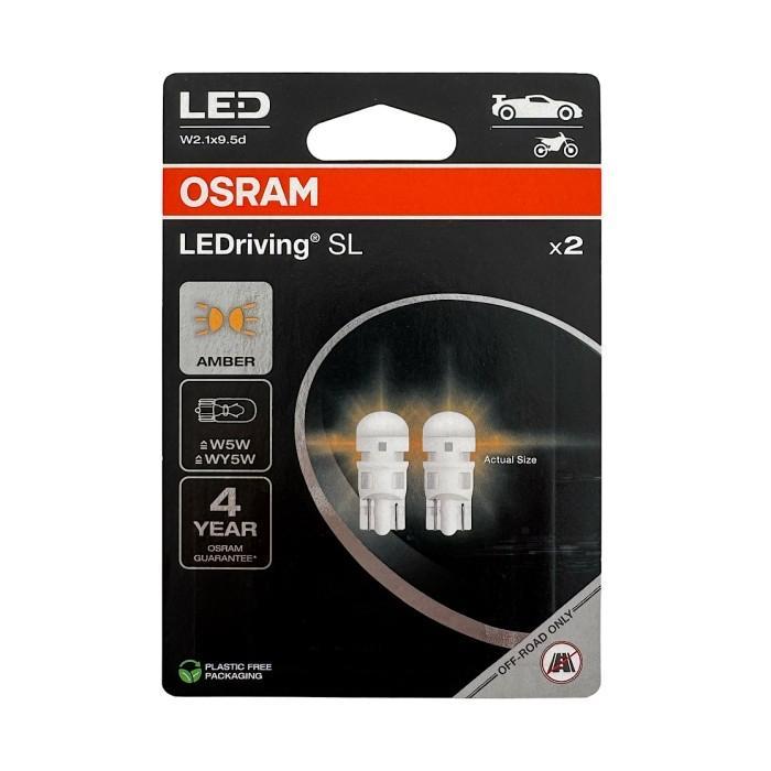 Osram LED T10 W5W Kuning Amber Lampu Senja, Plat Nomor, Plafon 2827DYP