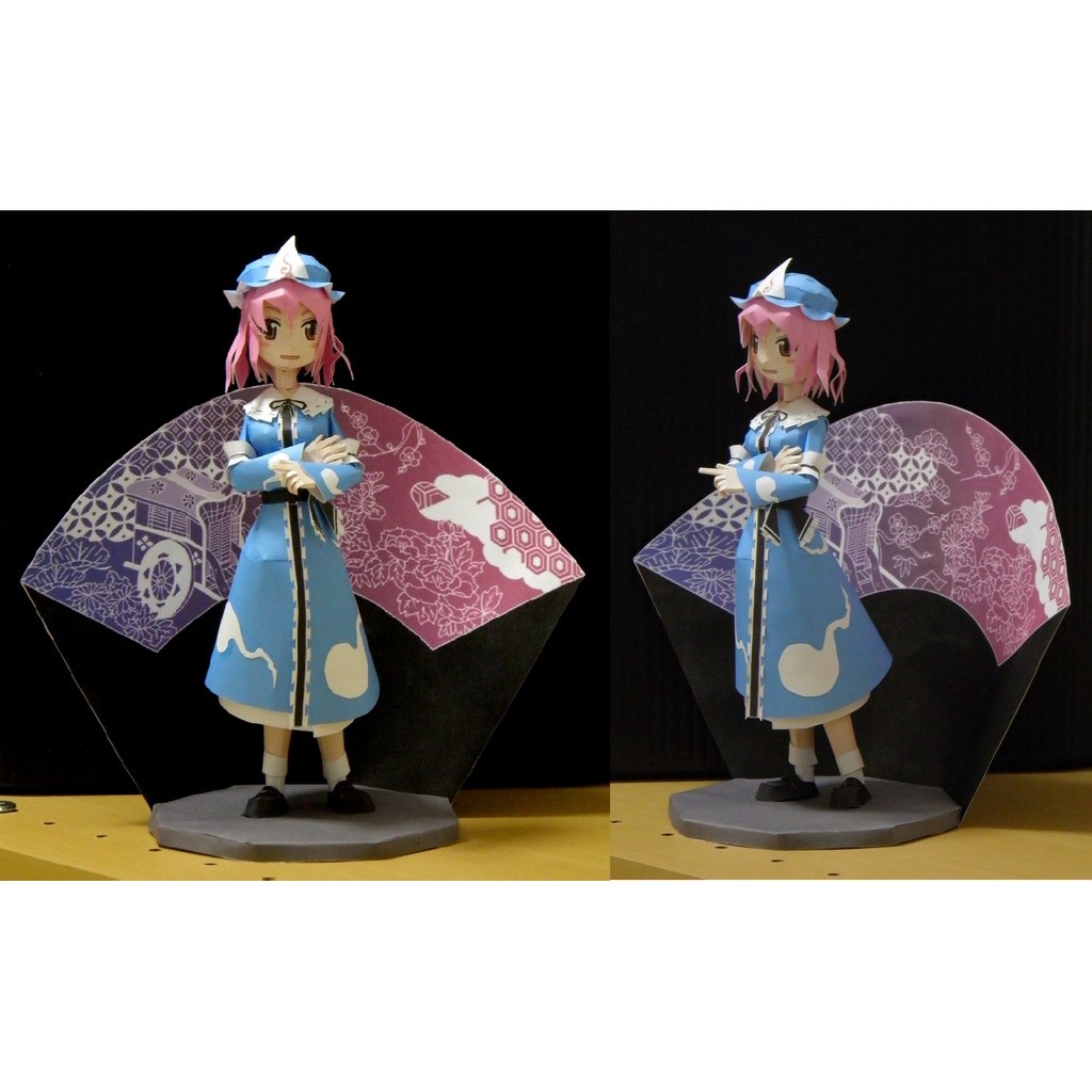 DIY Papercraft Kertas Pola Figure Anime Yuyuko Saigyouji
