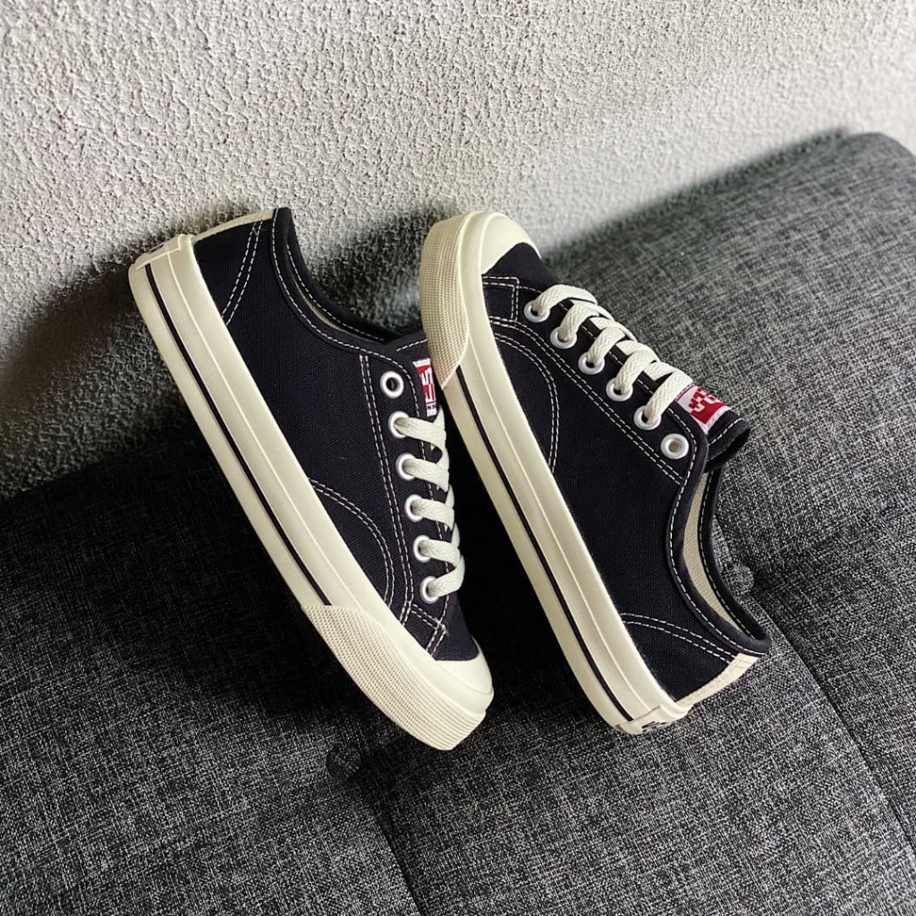 RAMADAN.ID (Bonus Kaos Kaki)Sepatu Ventela Besic Low Black Natural / Sepatu Sneakers Pria Wanita / S