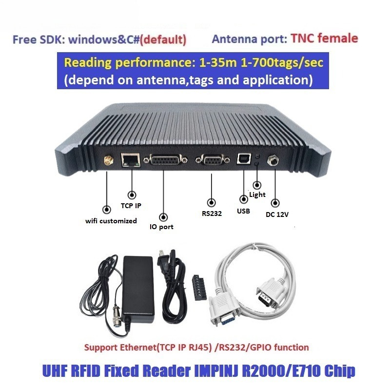 Long Range 1-35M IMPINJ R2000/E710 Chip High Performance UHF RFID Fixed Reader Free SDK Warehouse As