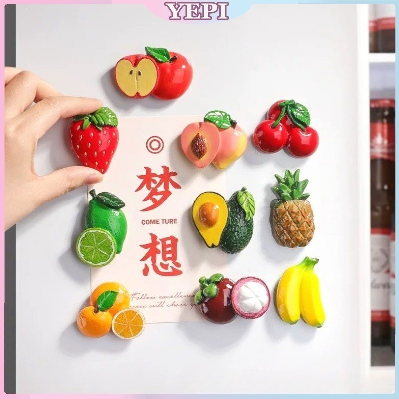 Dekorasi Magnet Kulkas Bentuk Buah/Magnet Tempelan Kulkas Buah-Buahan 3D/Dekorasi Kulkas/Stiker Magn