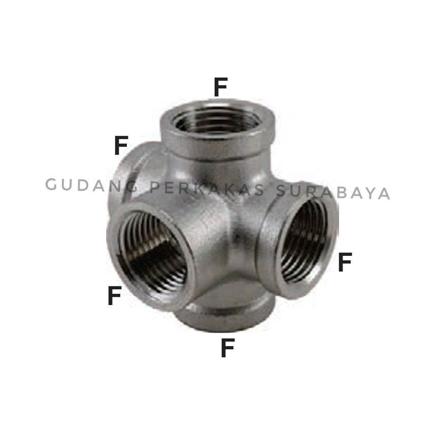 FIVE WAY CONNECTOR SUS304 SAMBUNGAN DRAT DALAM CABANG 5 PIPA STAINLESS 5 WAY FEMALE NAPLE ADAPTER DR