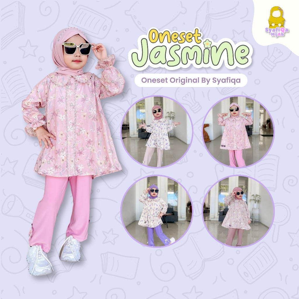 Jasmine Oneset Setelan Celana Dan Tunik Katun Bordir OOTD Korean Look - Syafiqa Hijab