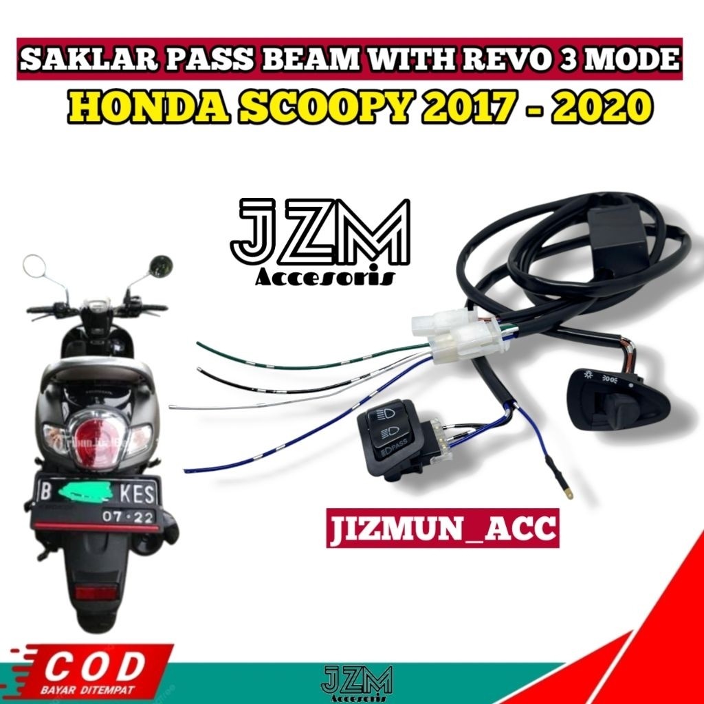 SAKLAR PASS BEAM + SAKLAR REVO 3 MODE PNP HONDA SCOOPY 2017 - 2020