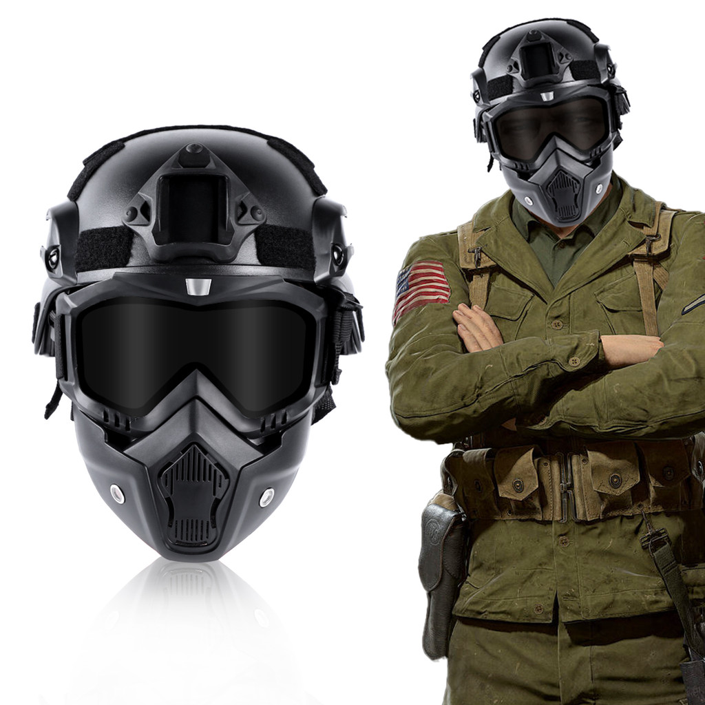 Airsoft Helmet and Mask Airsoft Full Face Mask Detaable Airsoft Goggles Paintball Fast Helmet