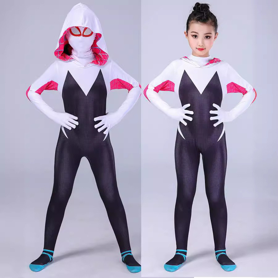 Halloween Gwen Spider-Woman1Spider-Man Parallel Universe Costume cosplay Tights Children Adult Hero 