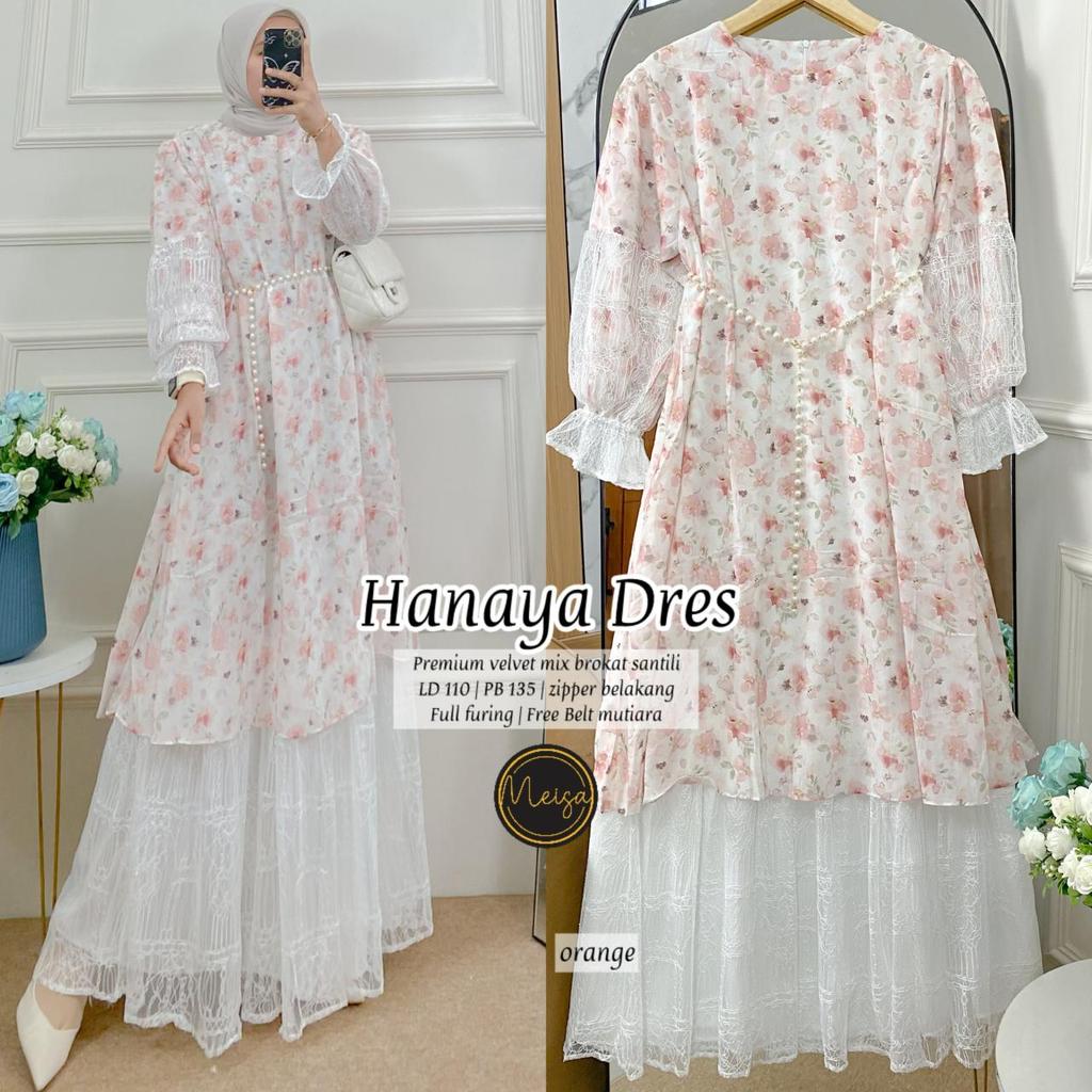 Dress Pesta Muslimah Modern hanaya | Gamis Kondangan Mewah Elegan | Busana Pesta Syar'i Wanita