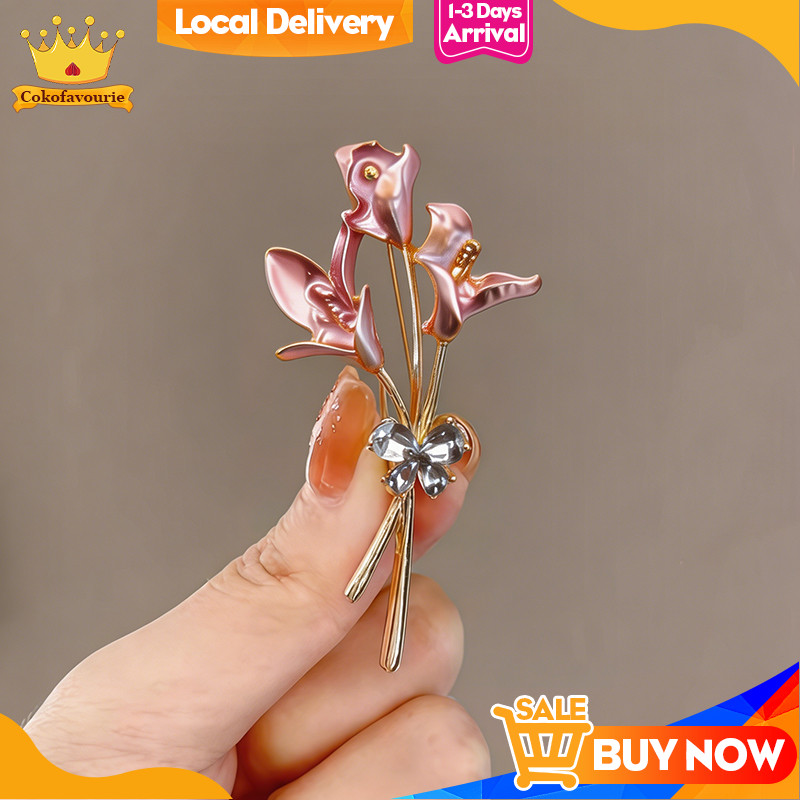 COD Bros Bunga Lili Gaya Prancis Bros Tanjak Wanita Bros Jas Bros Pin Elegan Mewah Premium Terbaru