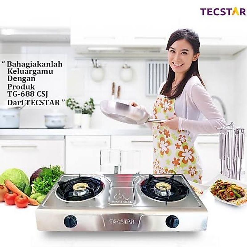 ll KOMPOR TECSTAR TG 688 CSJ 688CSJ TG688CSJ 2 DUA TUNGKU STAINLESS STEEL BODY ANTI KARAT API BIRU