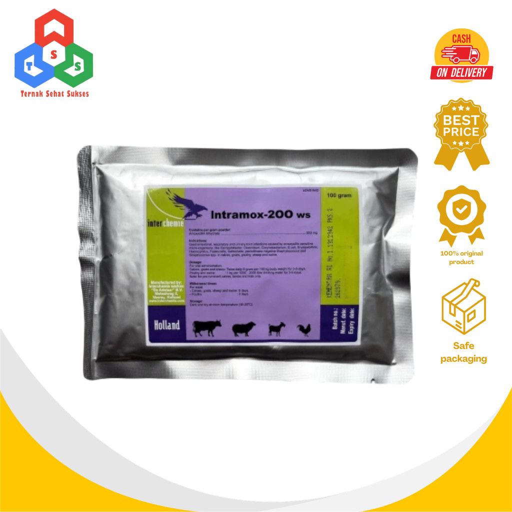 Intramox 200 WS 100 gram - Mengobati Infeksi Saluran Pencernaan dan Pernafasan Hewan Ternak