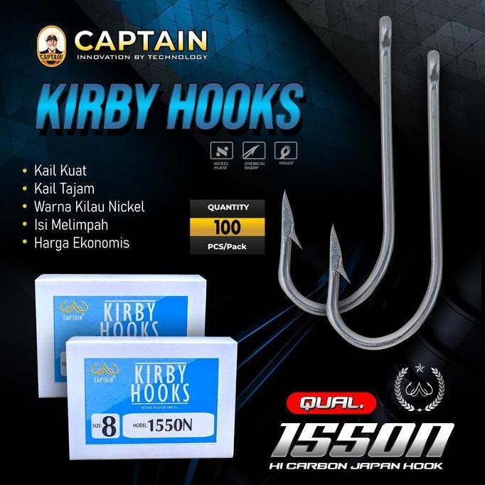 Pesca - Kail/Hook Captain 1550N, Kirby Hooks, Nickel Plated, Chemical Sharp Joran Pancing
