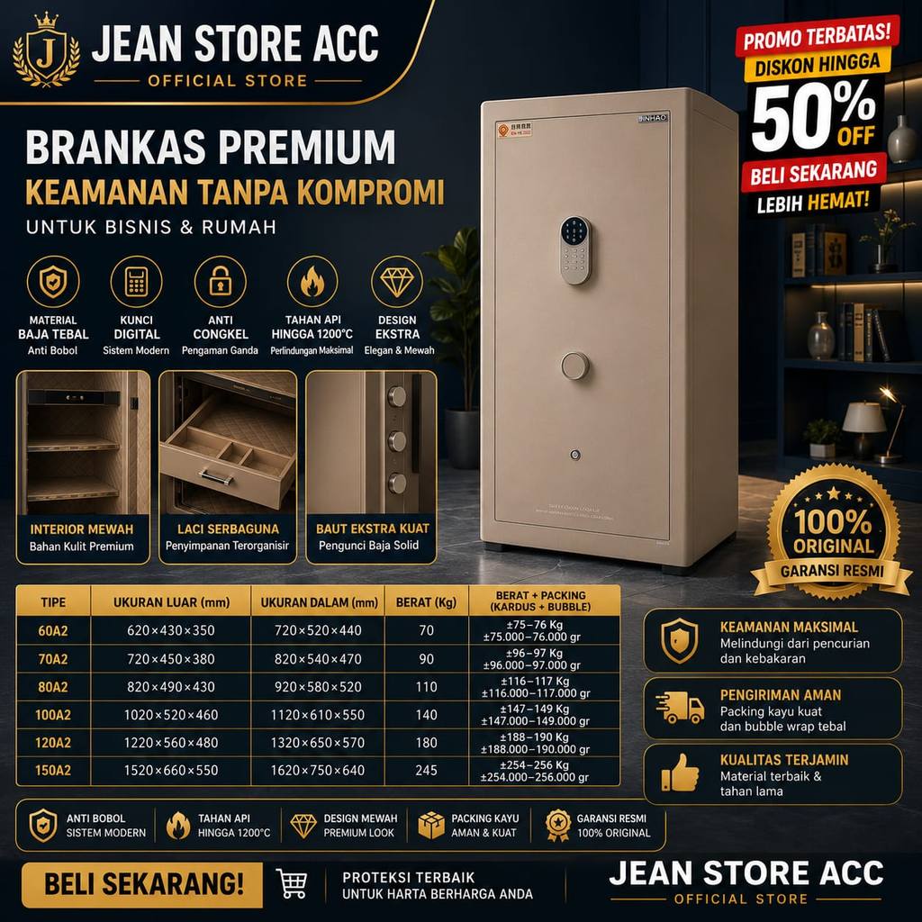 [DISKON] Brankas Digital Fingerprint 60A2 70A2 80A2 100A2 120A2 150A2 Safe Box Anti Bobol Tahan Api 