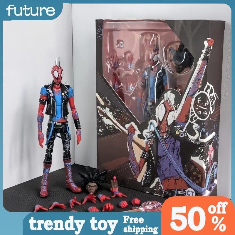 Punk Spiderman Action Figure Toys 16cm Hobart Brown Spider Man Multiple Accessories Model Doll Punk 