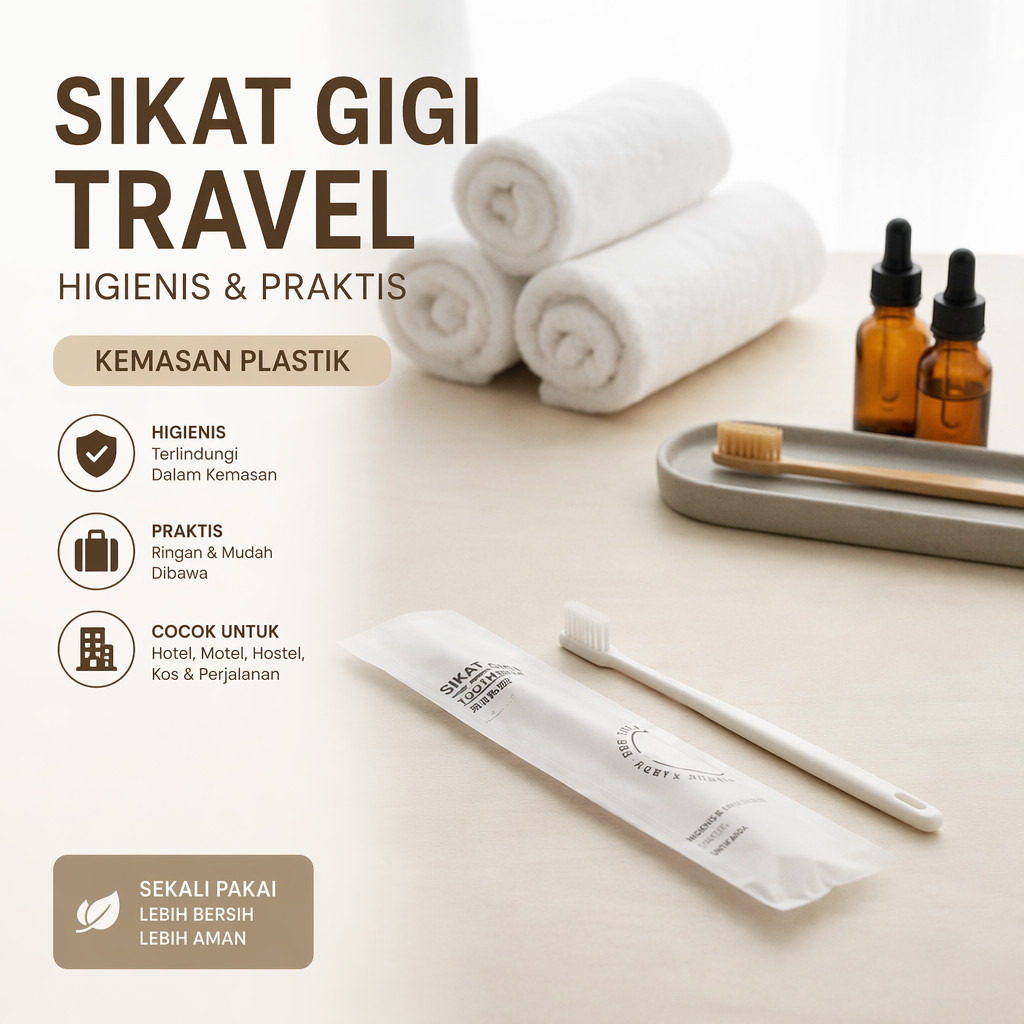 Sikat gigi Travel Higienis Penginapan Hotel Motel Hostel Kos kemasan plastik buram Doff Sealing Bulu Kuat Medium Dewasa 17CM Ekonomis Kuat Premium Glossy Biru Kuning Putih From Earth To Earth Dental Kit Warna Warni Putih Kuning Biru Grosir