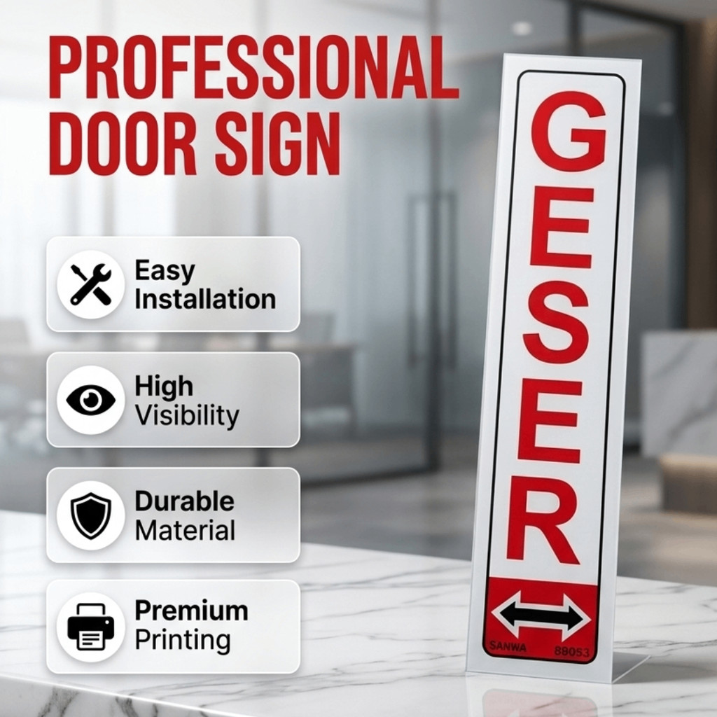 Sansan Wawa Sign Board Petunjuk Geser Tempel Akrilik Kaca Sticker Stiker Pintu Acrylic Door Arah Inf