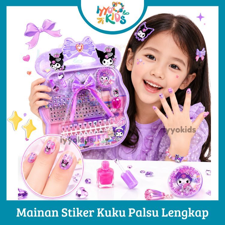 IYYO KIDS | MA103 Mainan Stiker Kuku Palsu Anak Karater Lucu Nail Art Set Lengkap Princess Paket Mai