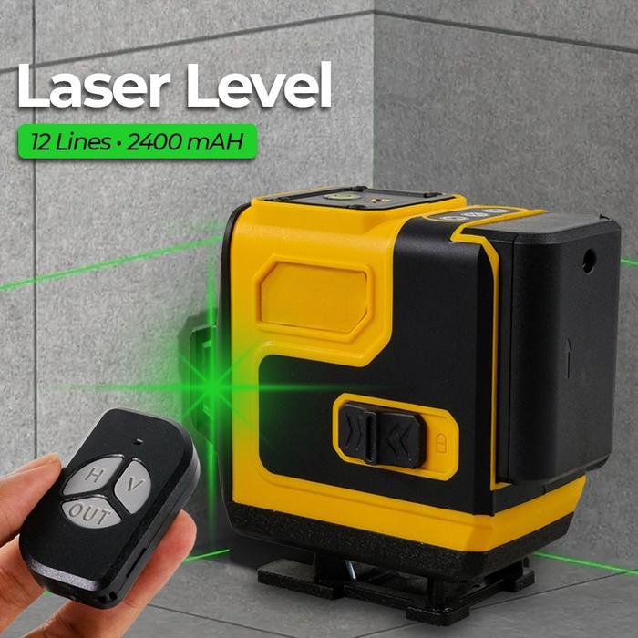 Laser Level 12 Line Green Beam Self Leveling 360° Waterpass Laser untuk Indoor & Outdoor