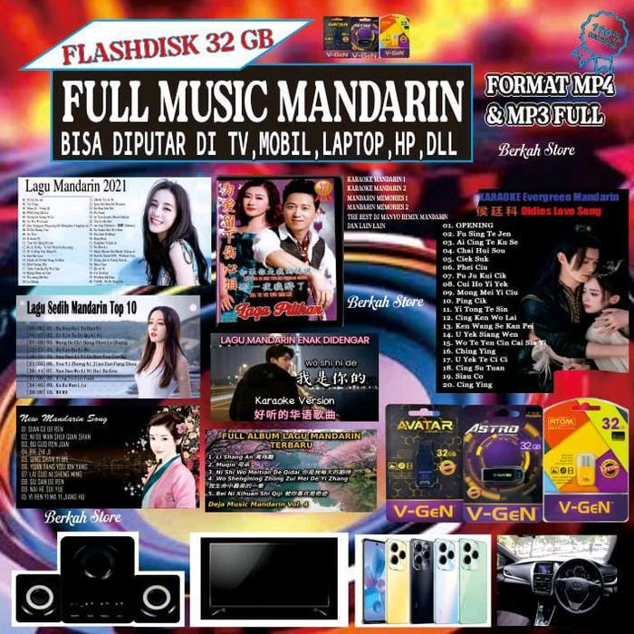 Flashdisk musik 64GB-32GB-8GB-4GB sudah full lagu mandarin populer bisa cod storage otg penyimpanan 