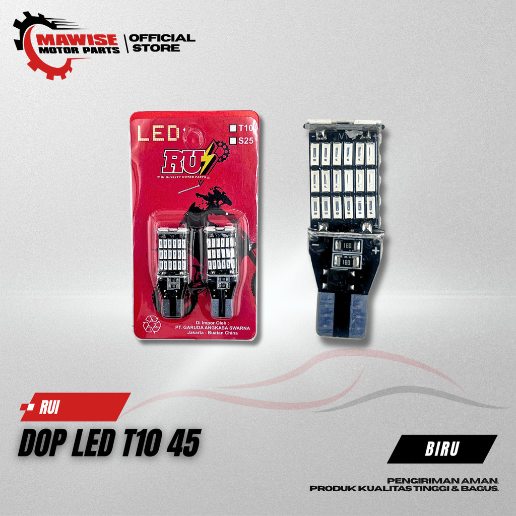 DOP LED T10 45 BIRU - DOP LAMPU LED T10 45 SMD 45 TITIK SUPER TERANG LAMPU SENJA SEIN MOTOR MOBIL