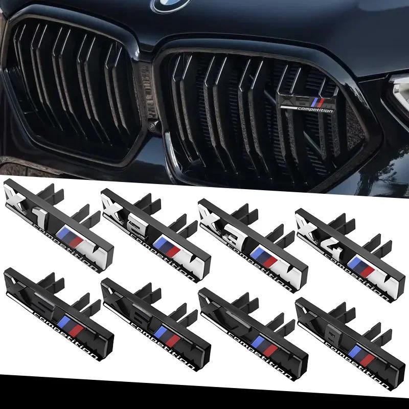 3D Gloss Silver Black ABS Front Grille Emblem Badge Car Sticker Fit BMW M Competition M2 M4 X3 X5M M
