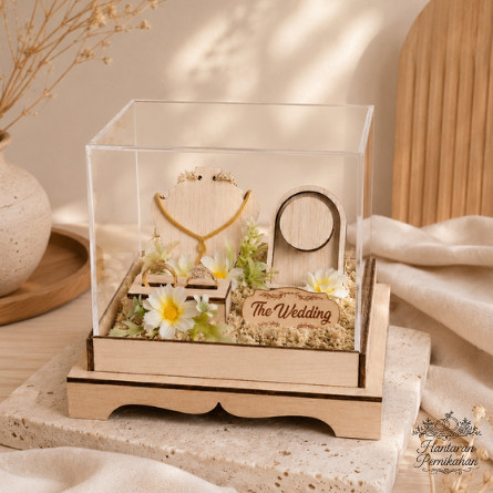 Kotak Hantaran Perhiasan Full Set Dengan Akrilik Jewellery Box Aesthetic Free Custom Nama Satu Set K