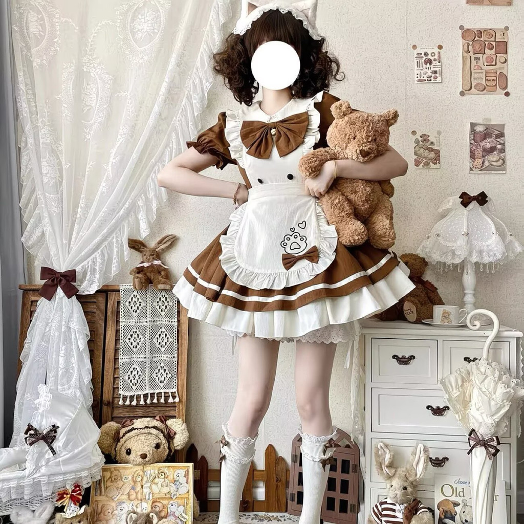 CC-85 baju cosplay kostum wanita costume dress brown maid lolita pelayan cokelat beruang seragam jep