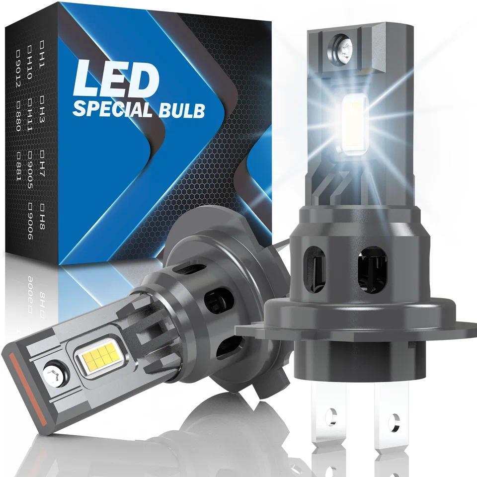 2pcs H7 Car Led Headlight Socket Type Led Fog Light 100W Powerful Beam Fanless Design 6000K Cool Whi