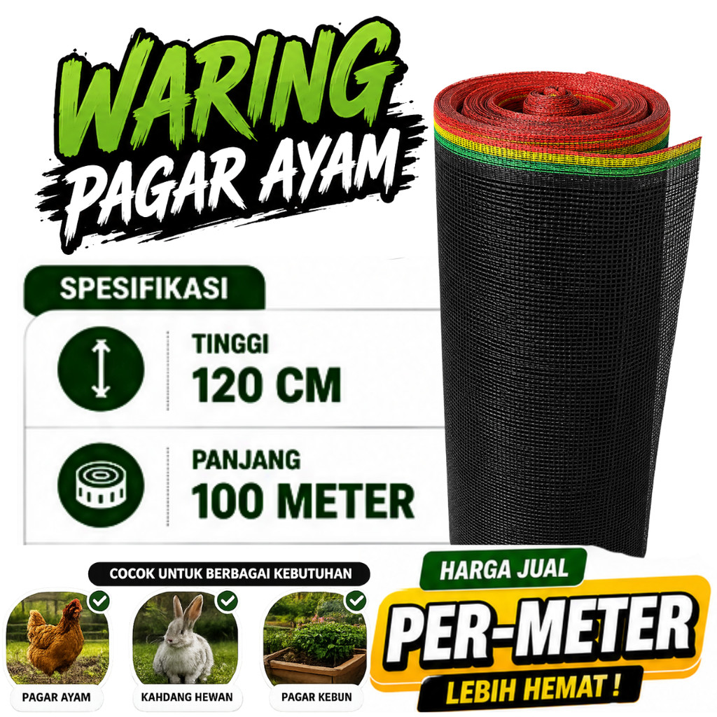 Jaring Waring TL Hitam / Waring Jaring Murah Harga Permeter / Waring 100 Meter