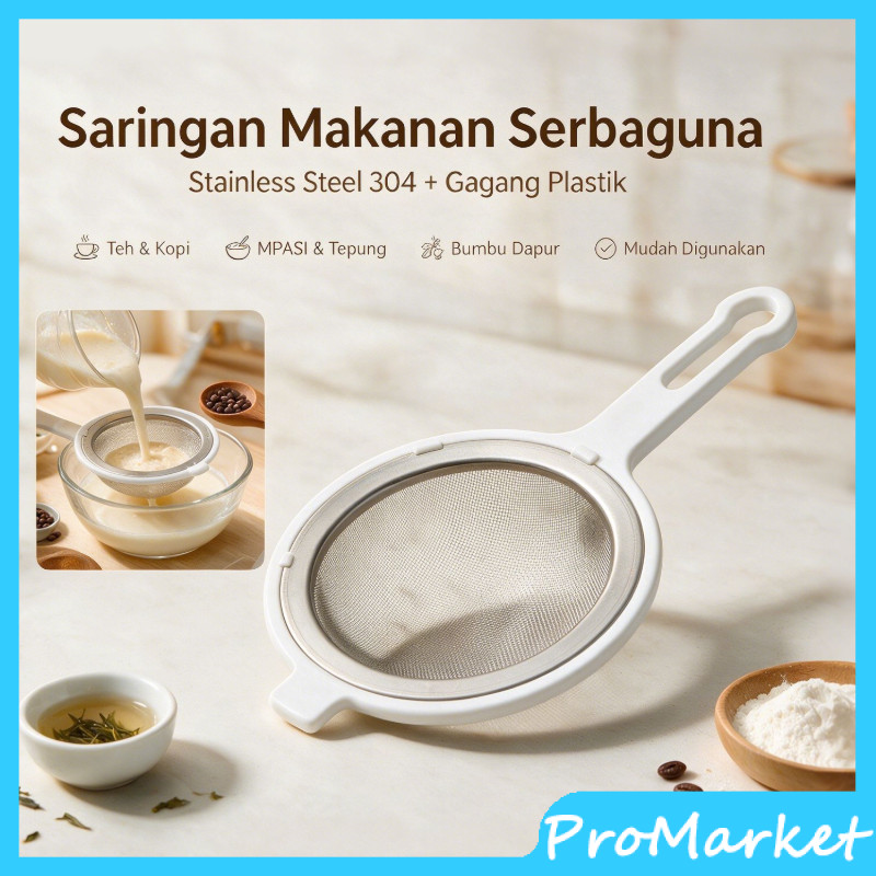 Saringan Teh / Saringan Ampas Kopi / Saringan Stainless Steel Mpasi /Saringan Mpasi Gagang Plastik