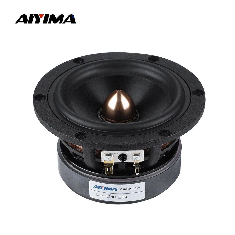 AIYIMA 1Pcs 4 Inch Midrange woofer Speaker 50W 4 Ohm 8 Ohm Bullet Auo Speaker 25 Core Ceramic Basin 