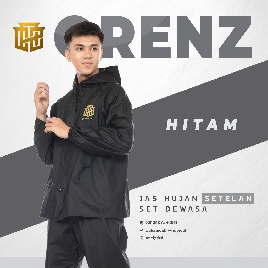 JAS HUJAN SETELAN PRIA WANITA BAHAN PVC TEBAL LENTUR ANTI REMBES BY ORENZ