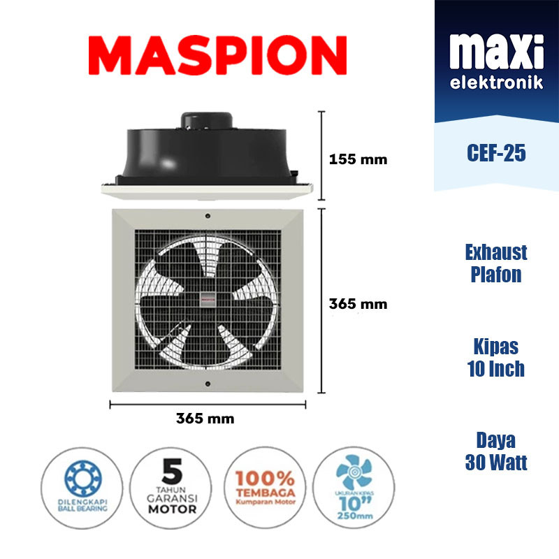 MASPION CEF-25 Exhaust Fan / Hexos Plafon 10 Inch
