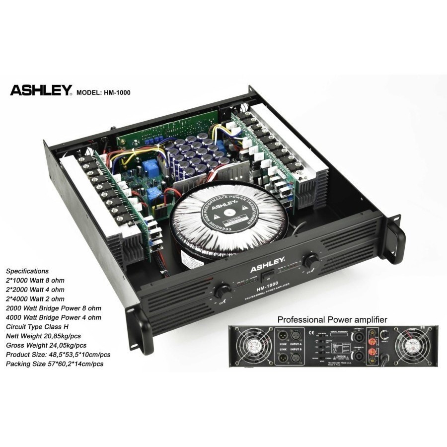 Power Amplifier Ashley HM1000 HM 1000 Original