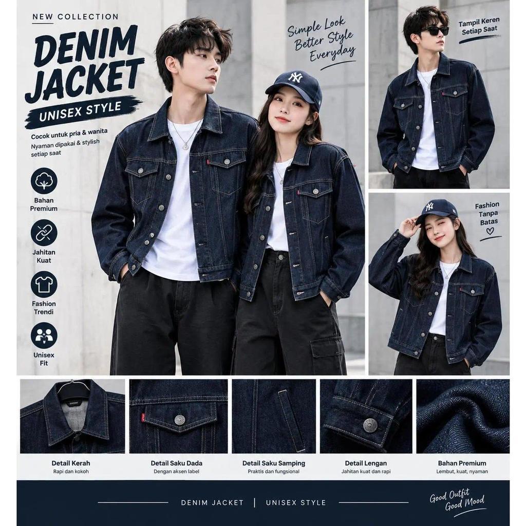 Jaket Denim 14oz - Jaket Jeans Pria - Jaket Denim Trucker - Raw Denim