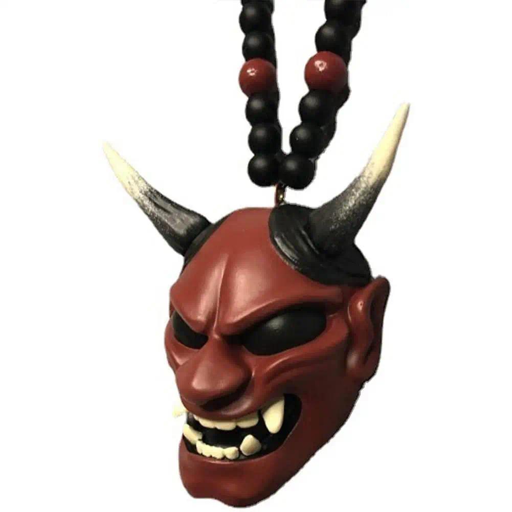 Samurai Kabuto Helmet Hannya Facemask Japanese Oni Car Rear View Mirror Charm Pendant Car Decoration