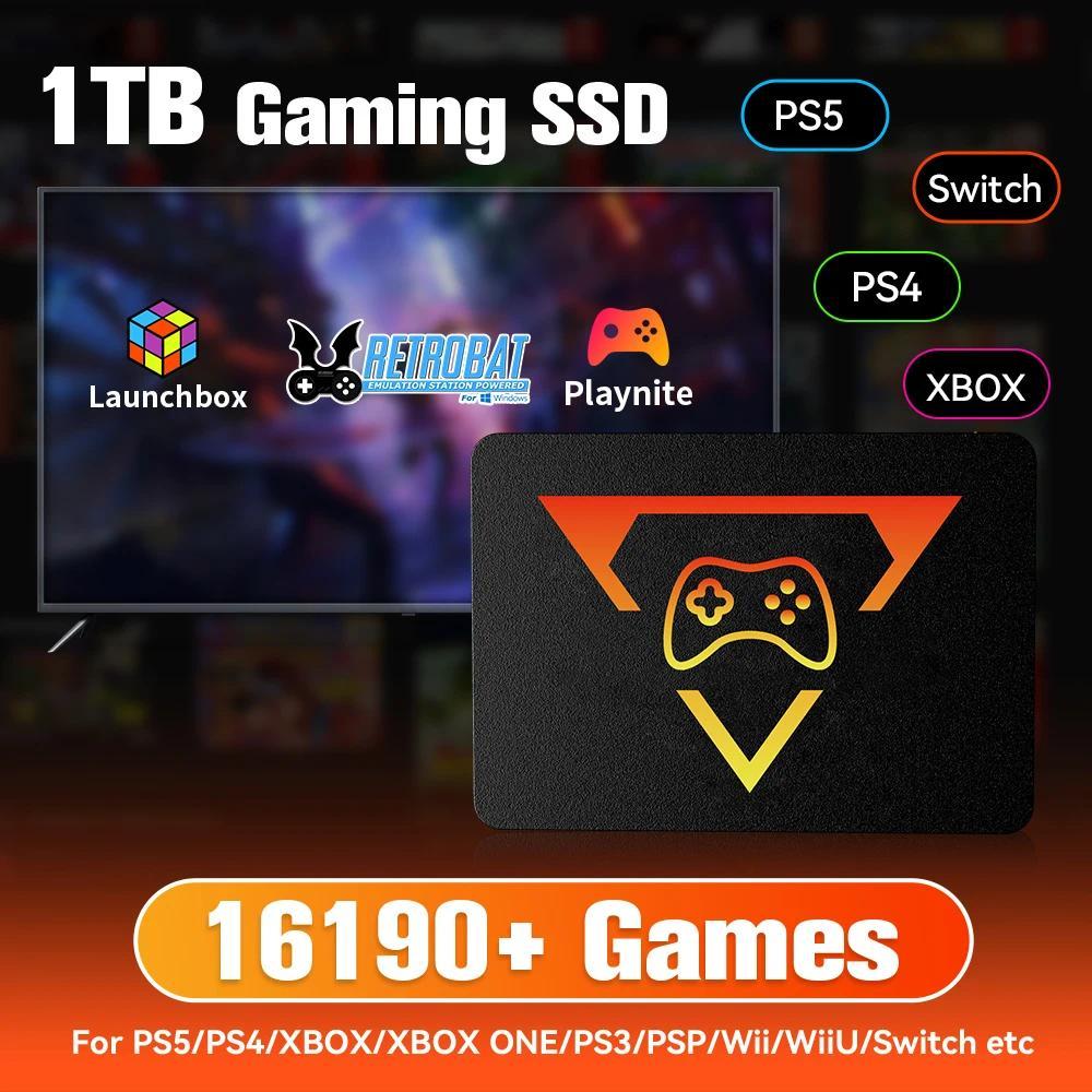 External 1T SSD Retrobat & Playnite & Launchbox Game Console with 16191 Retro/AAA/3D Games for PS5/P