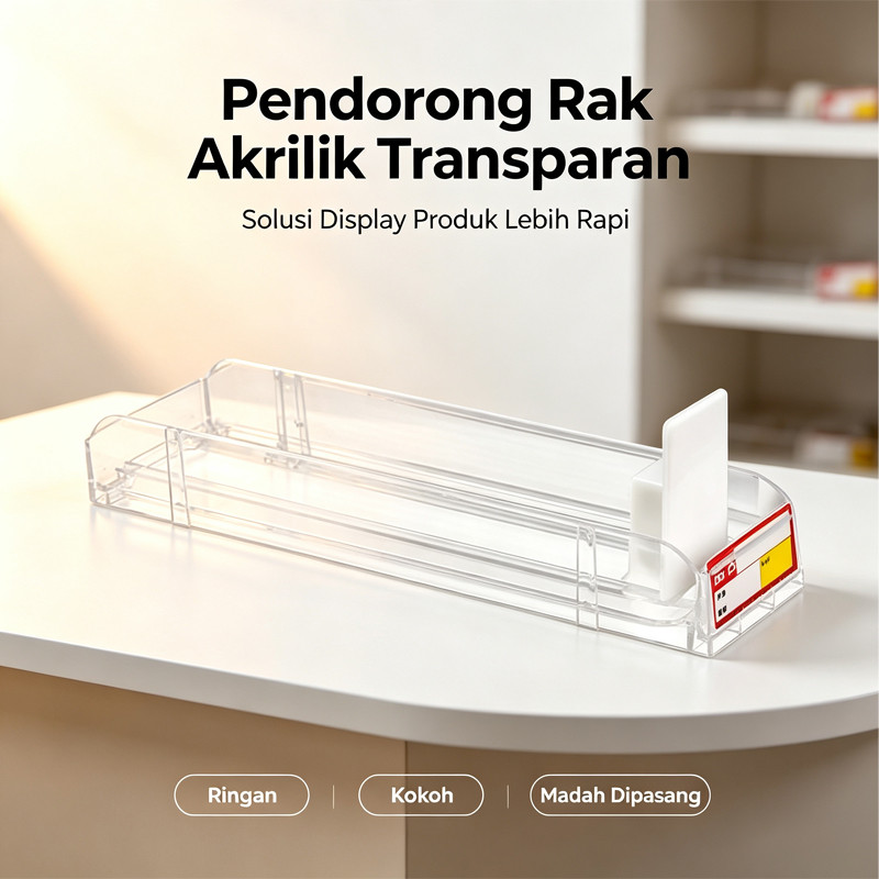 28cm Pusher Rokokokok / Pusher Rokokok / Display Rak Akrilik / Dengan Pendorong