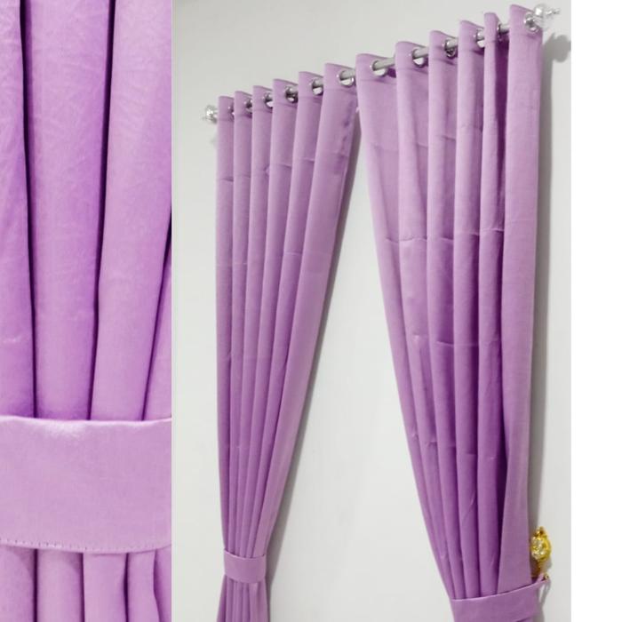 GORDEN BLACKOUT GORDENG POLOS GORDYN JENDELA HORDENG PINTU MINIMALIS WARNA UNGU - UNGU, T=150cm